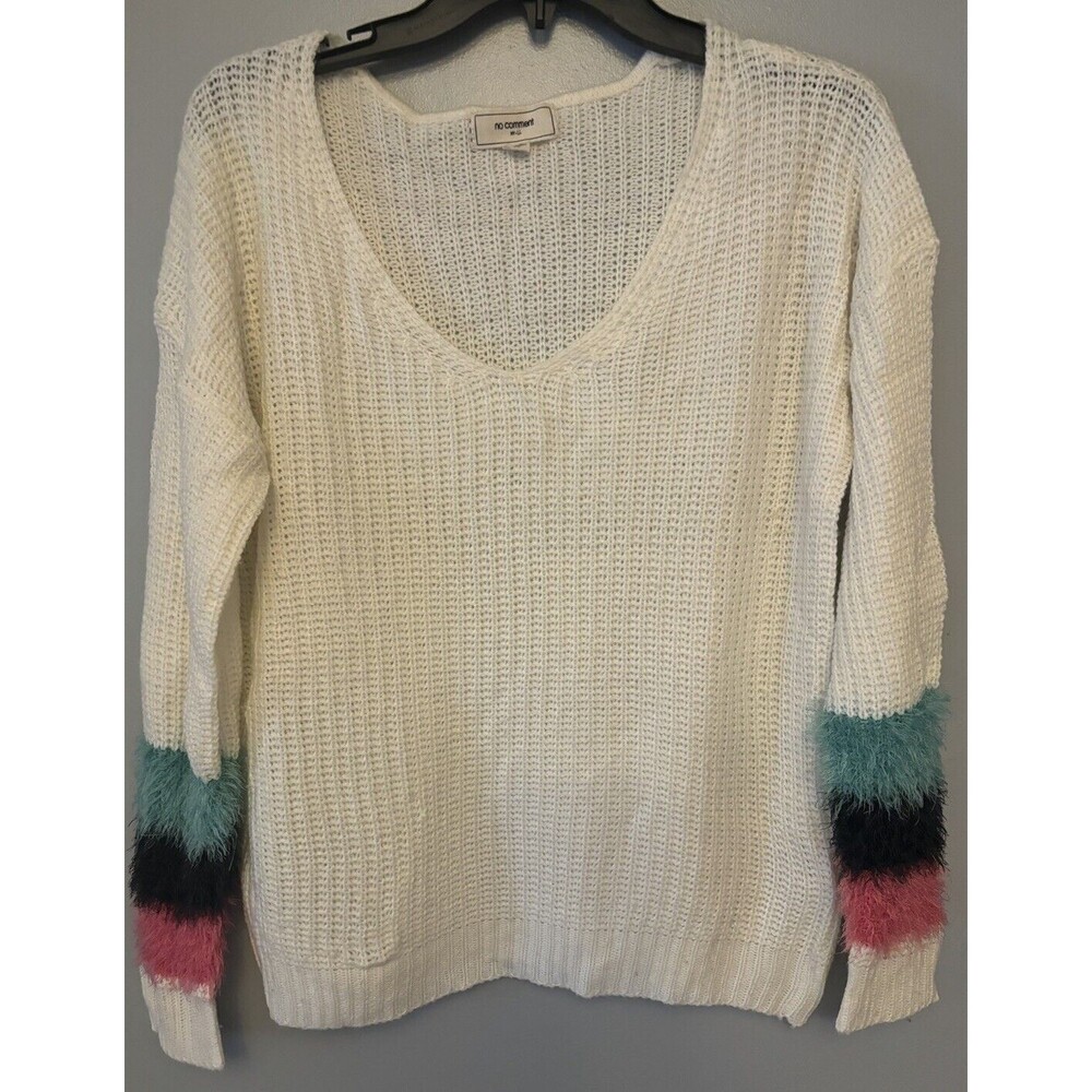 No Comment Tri Color Fringe Woman’s Sweater Size Med